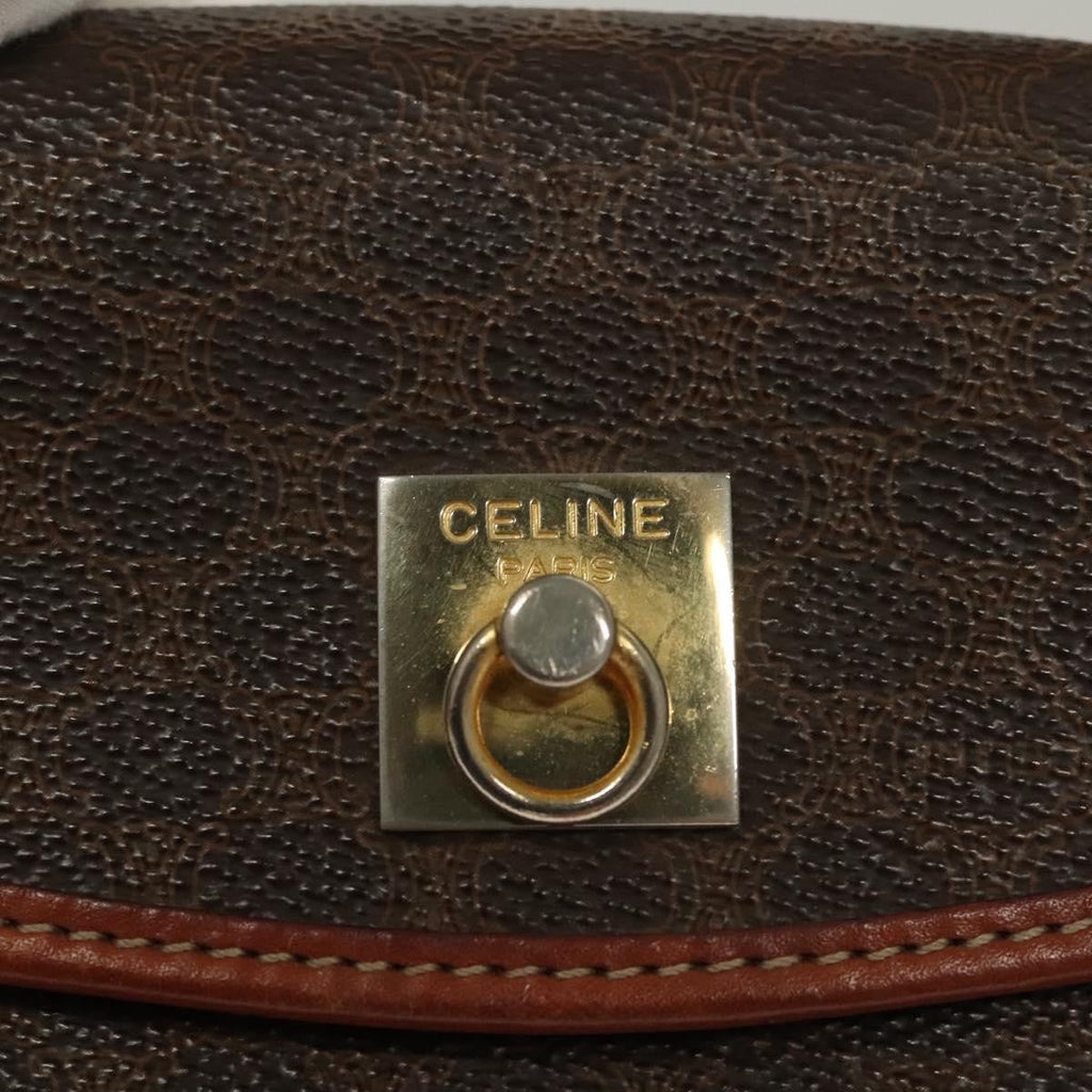 Celine Triomphe Vintage Handbag Macadam Canvas Brown Canvas Bag