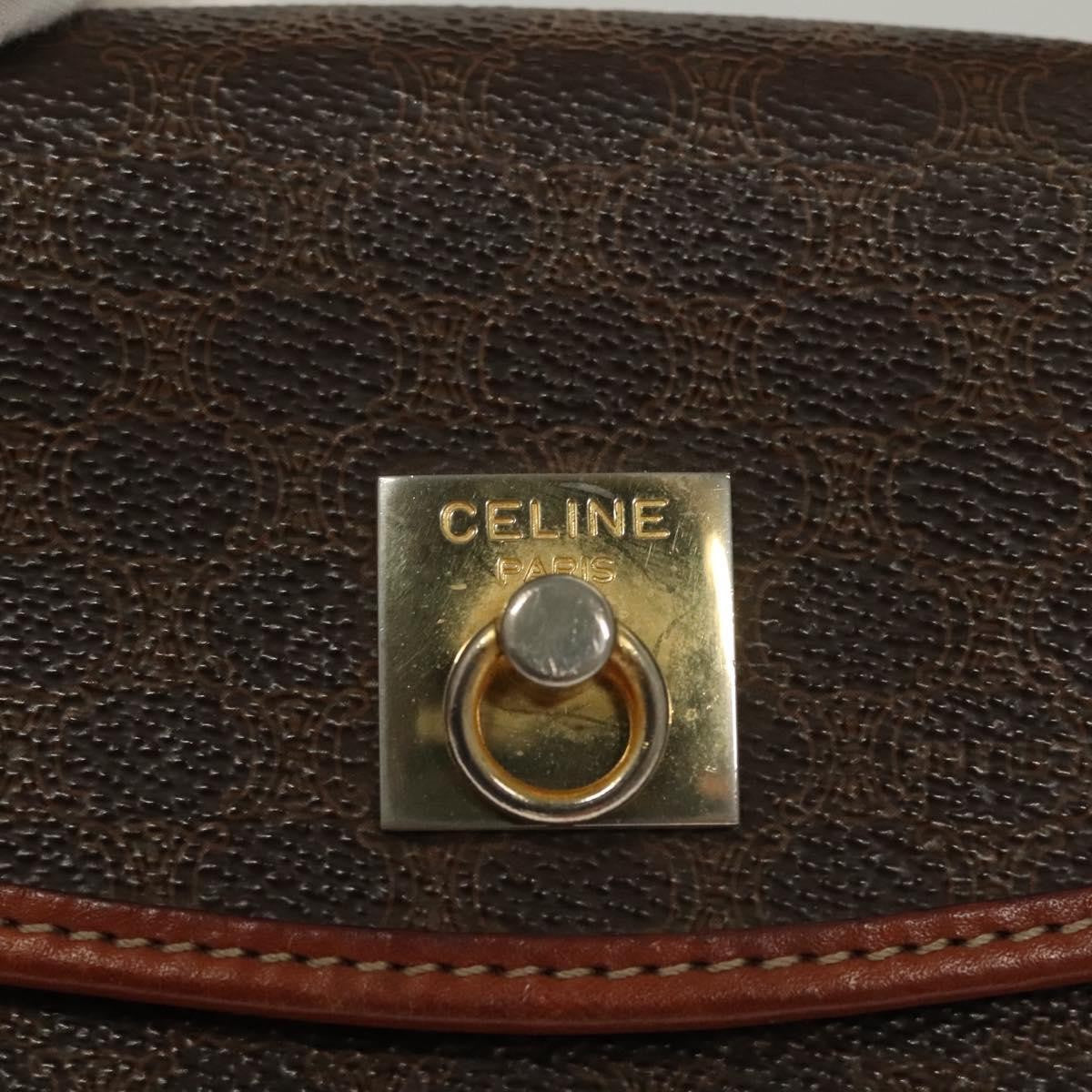 Celine Triomphe Vintage Handbag Macadam Canvas Brown Canvas Bag