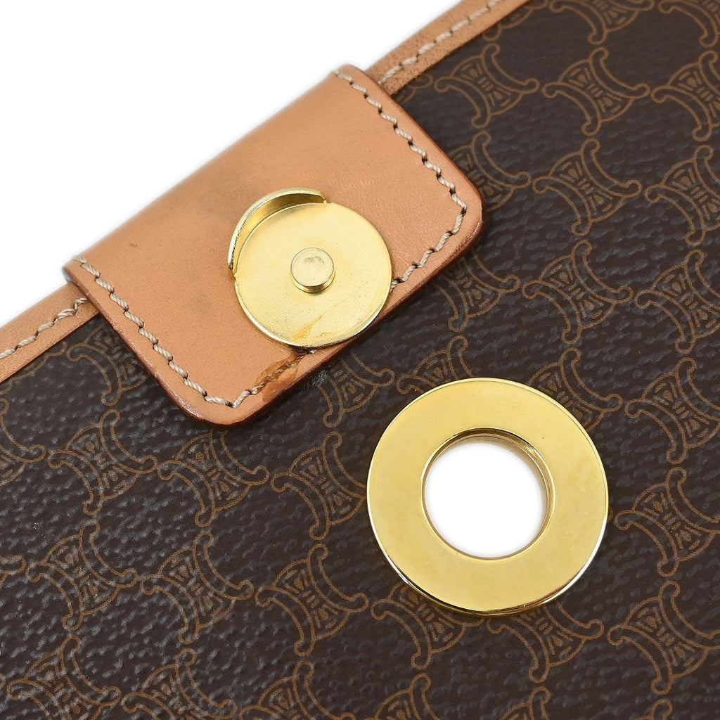 Celine Vintage Macadam Shoulder Bag Canvas And Leather Brown Canvas Shoulder Bag Bag