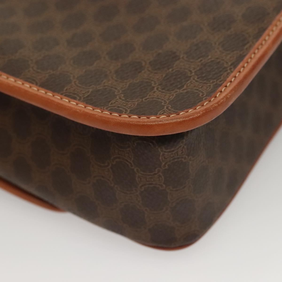 Celine Macadam Shoulder Bag Pvc Leather Brown Canvas Bag