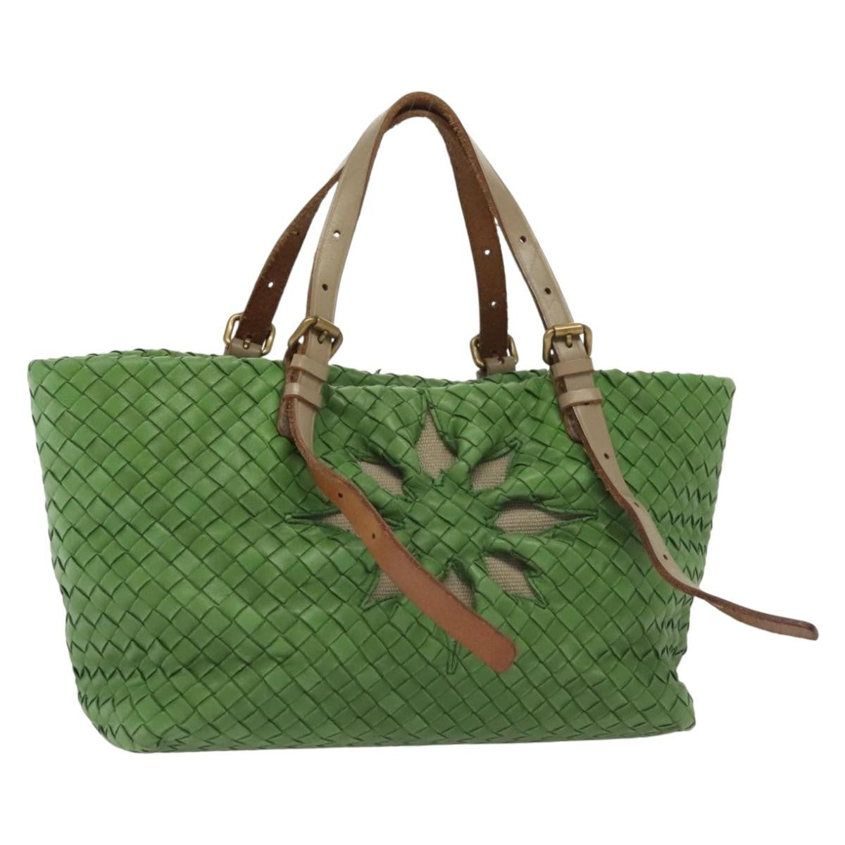 Bottega Veneta Intrecciato Leather Green Leather Handbag