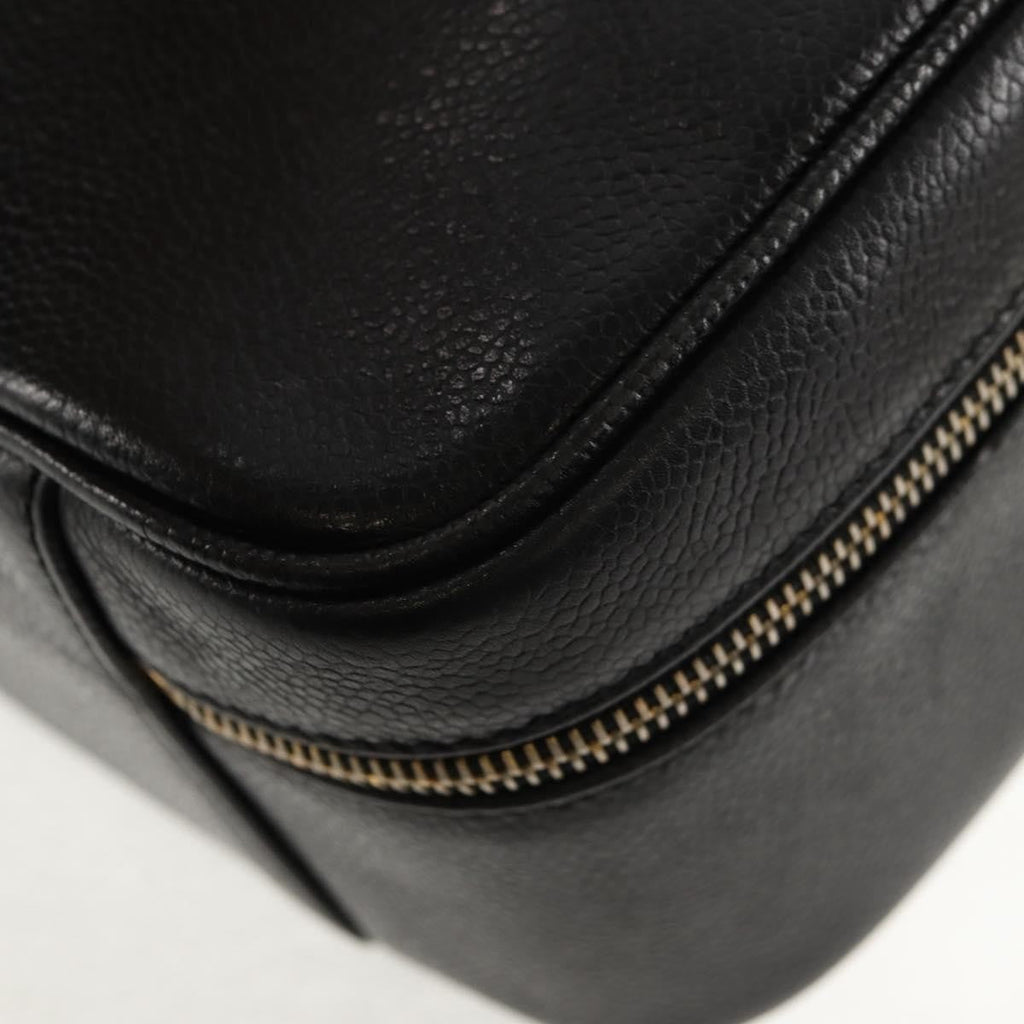 Chanel Vintage Timeless Zip Around Vanity Case Caviar Black Leather Clutche & Pouche Bag