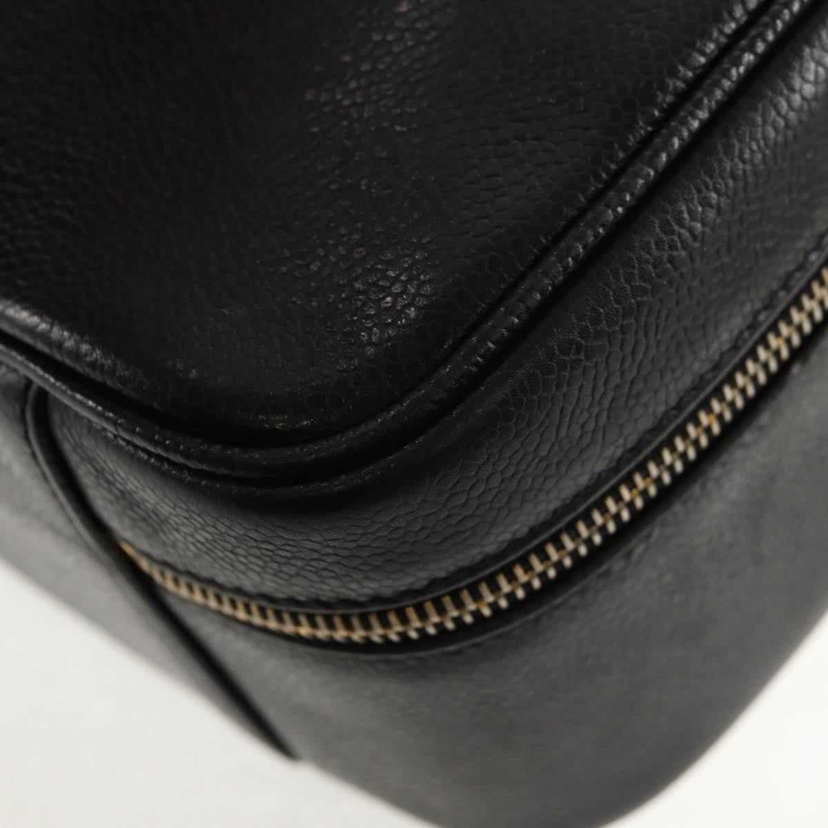 Chanel Vintage Timeless Zip Around Vanity Case Caviar Black Leather Clutche & Pouche Bag