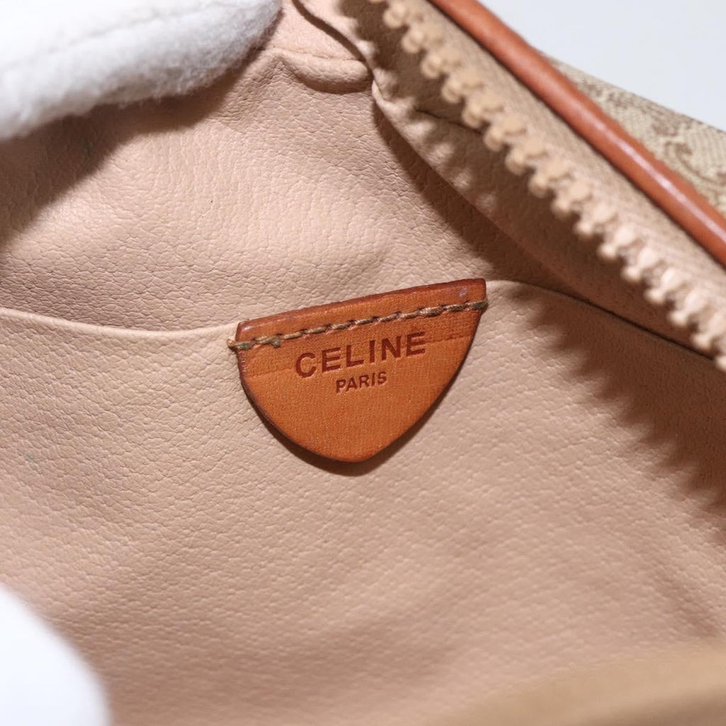 Celine Vintage Macadam Shoulder Bag Canvas And Leather Beige Canvas Shoulder Bag Bag