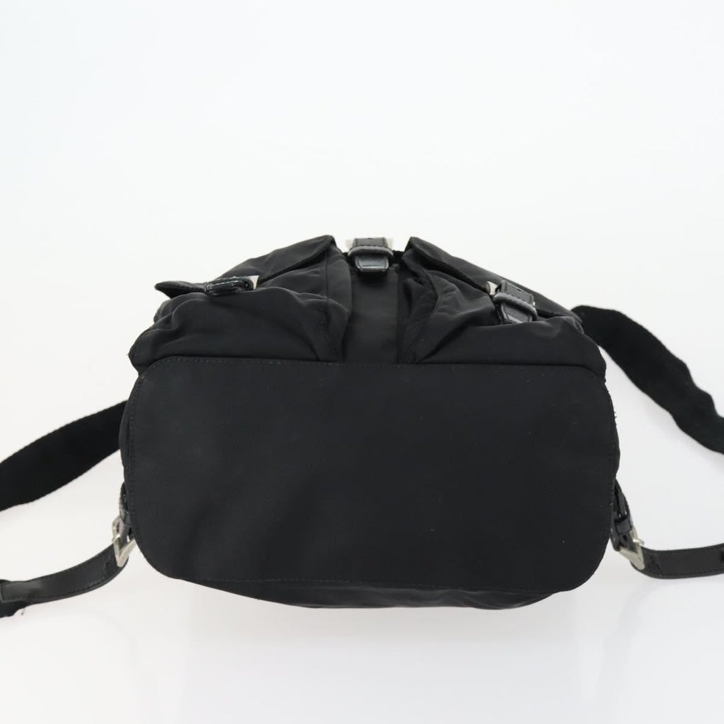 Prada Vela Double Front Pocket Backpack Tessuto With Saffiano Leather Black Nylon Backpack Bag
