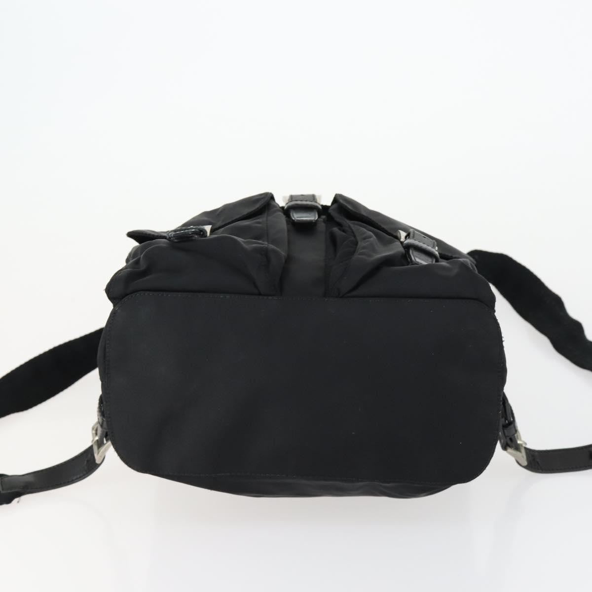 Prada Vela Double Front Pocket Backpack Tessuto With Saffiano Leather Black Nylon Backpack Bag