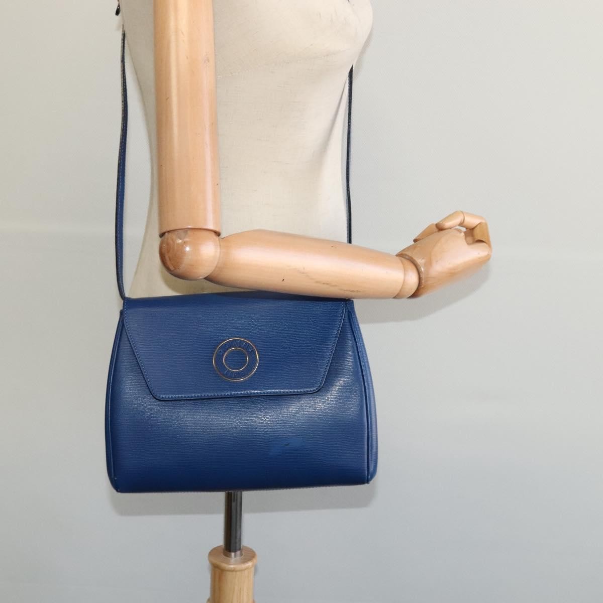 Celine Vintage Circle Logo Crossbody Bag Leather Blue Leather Shoulder Bag Bag
