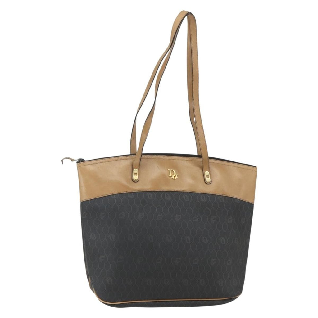 Christian Dior Vintage Honeycomb Tote Bag Canvas Black Canvas Tote Bag Bag (Pre-Owned)