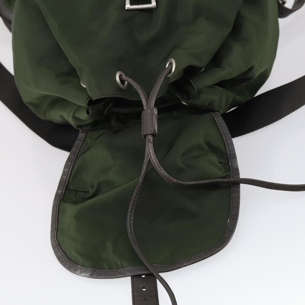 Prada Double Front Pocket Backpack Tessuto Khaki Nylon Backpack Bag