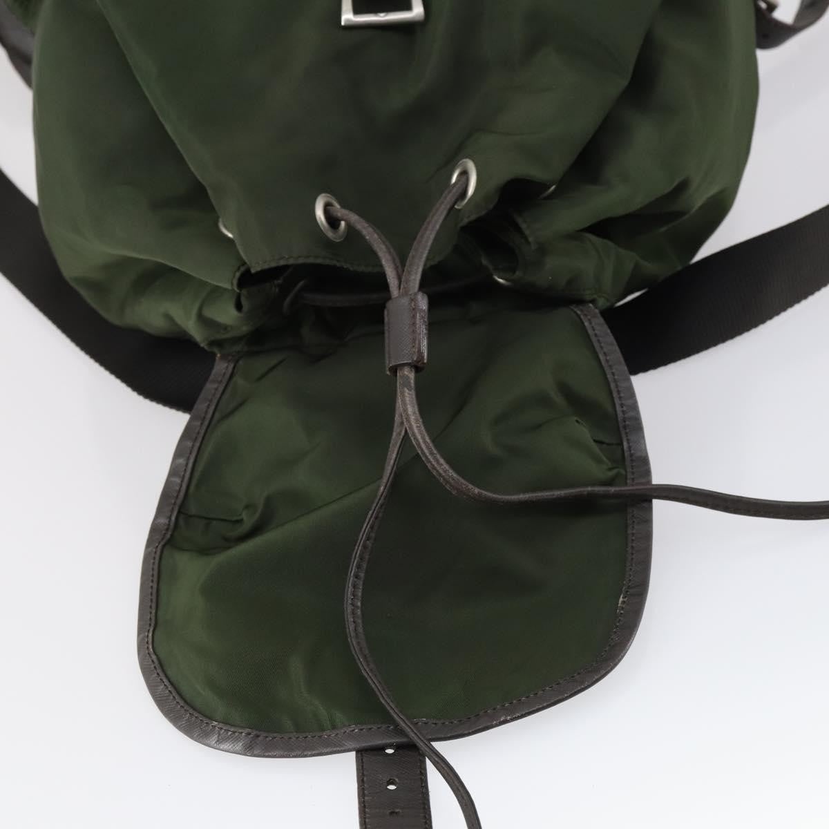 Prada Double Front Pocket Backpack Tessuto Khaki Nylon Backpack Bag