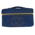 Chanel Vintage Timeless Cosmetic Case Denim Blue Denim_Jeans Handbag