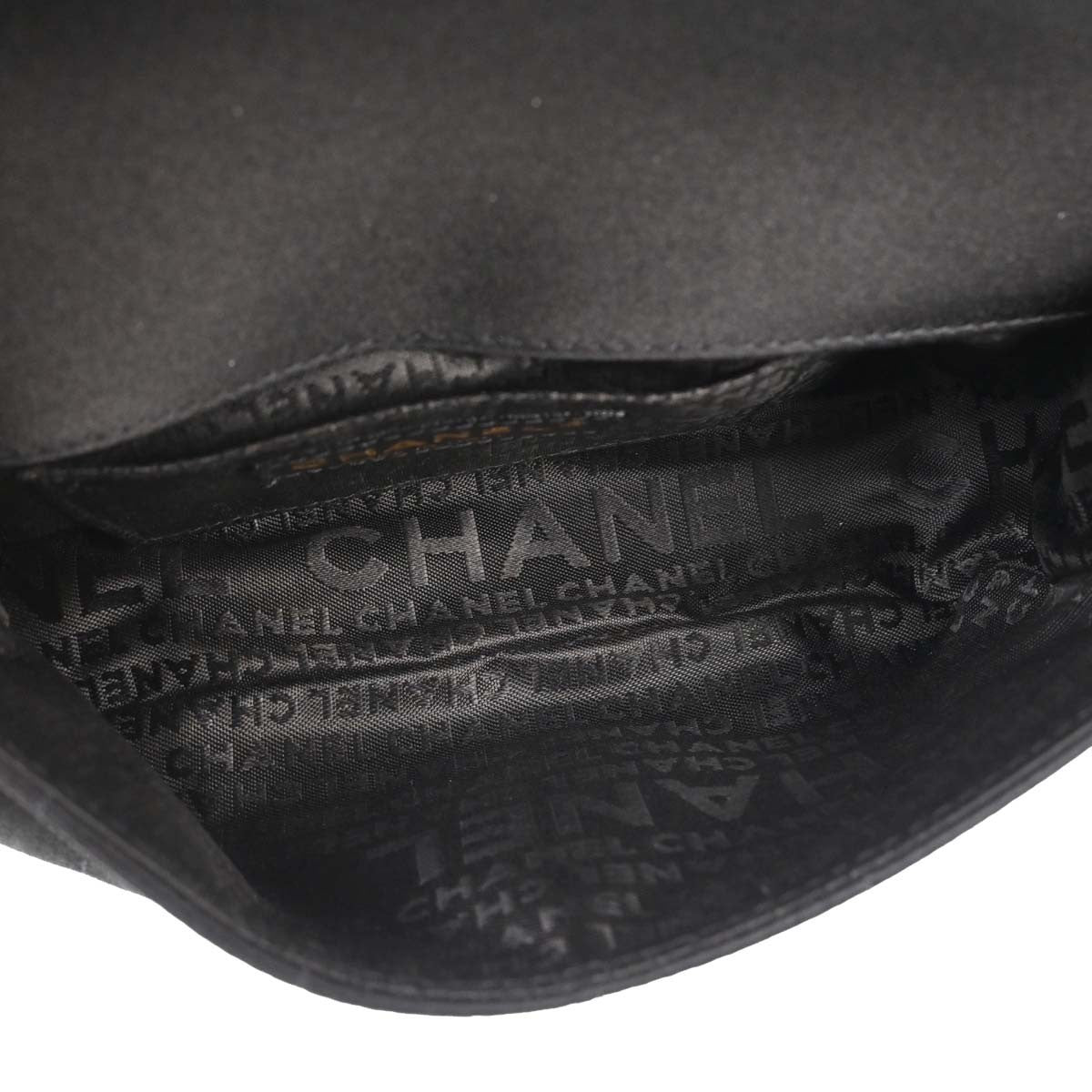 Chanel Chocolate Bar Flap Bag Quilted Satin Black Satin Shoulder Bag Bag