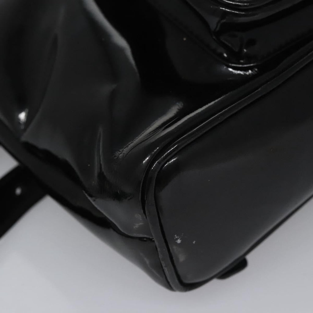 Gucci Vintage Bamboo Backpack Patent Black Patent_Leather Backpack Bag (Pre-Owned)