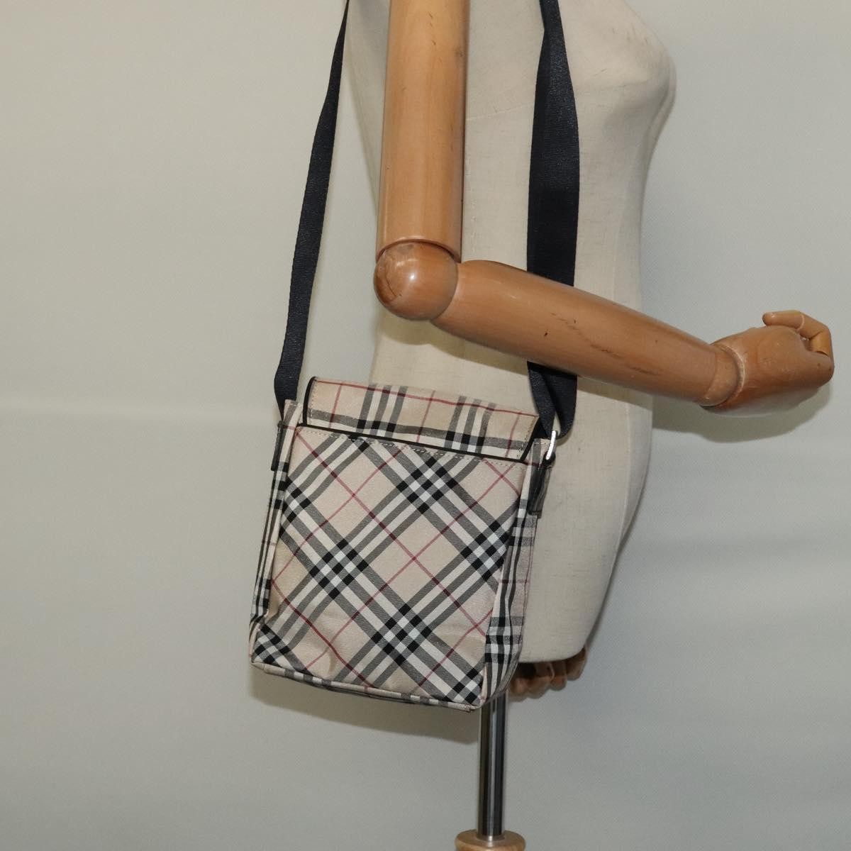 Burberry Nova Check Blue Label Nylon Beige Nylon Shoulder Bag