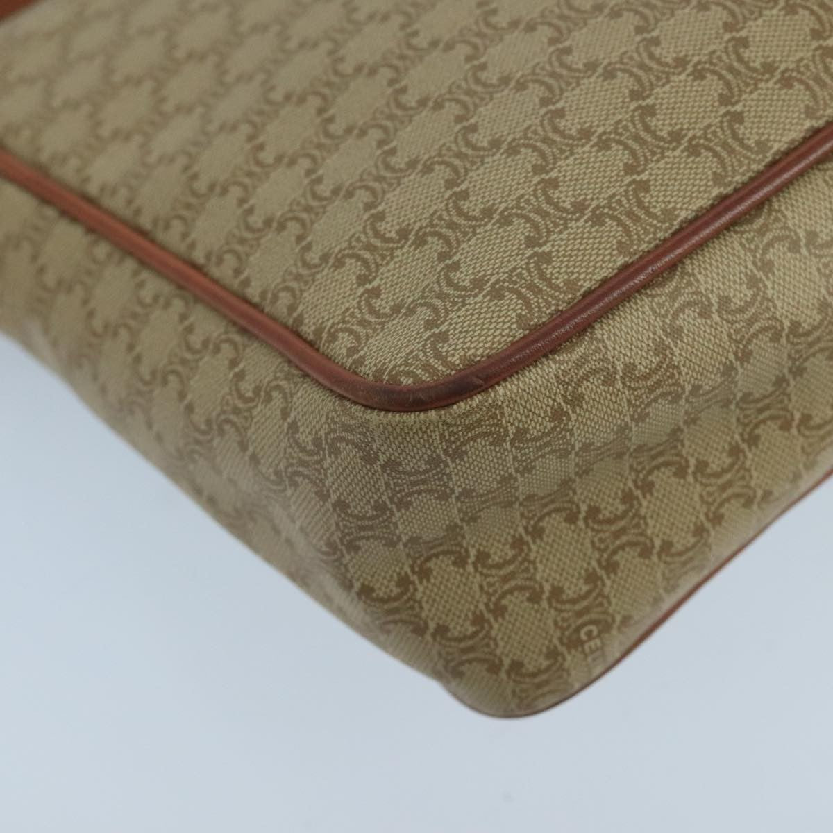 Celine Vintage Macadam Circle Logo Shoulder Bag Canvas And Leather Beige Canvas Shoulder Bag Bag