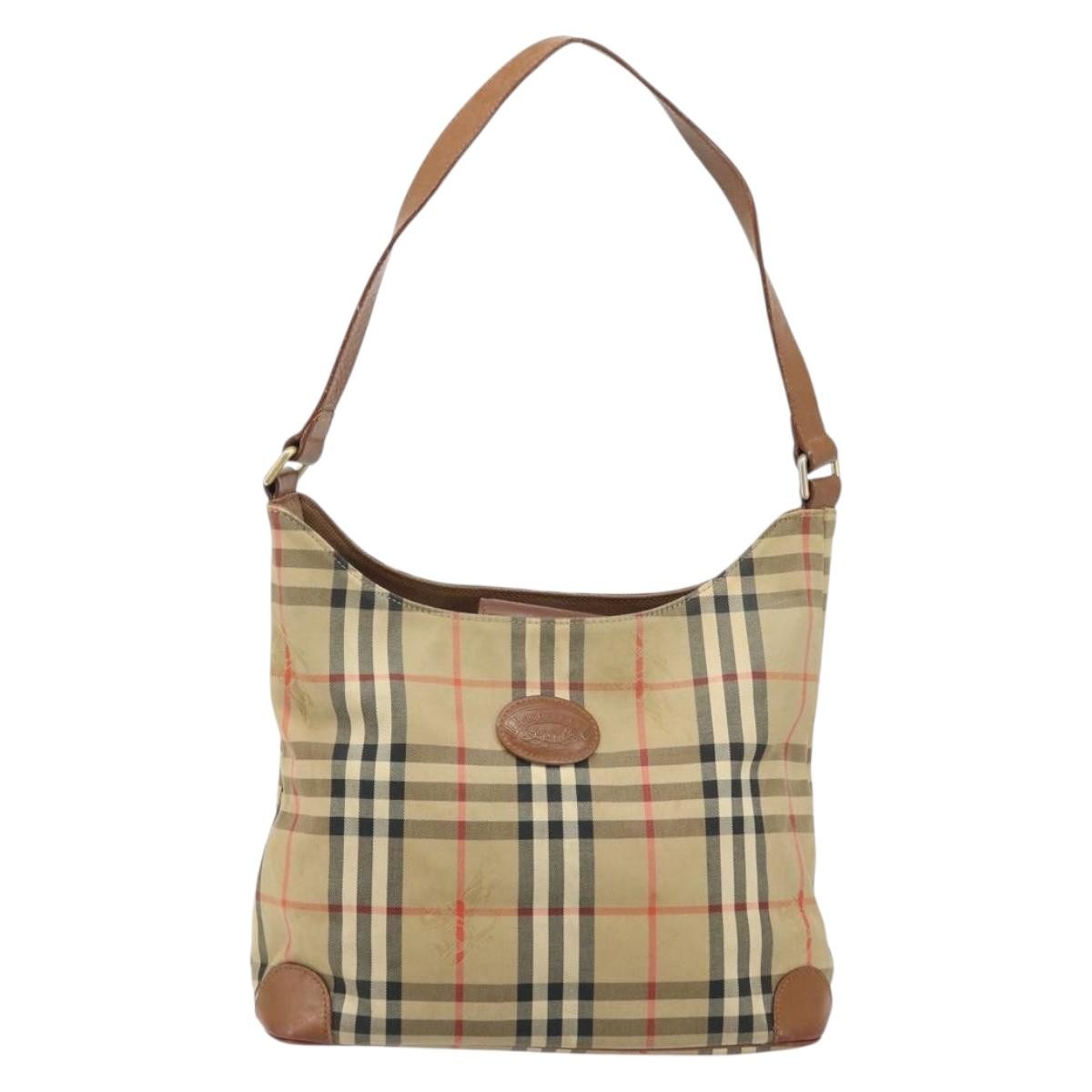 Burberry Nova Check Shoulder Bag Canvas And Leather Beige Canvas Shoulder Bag