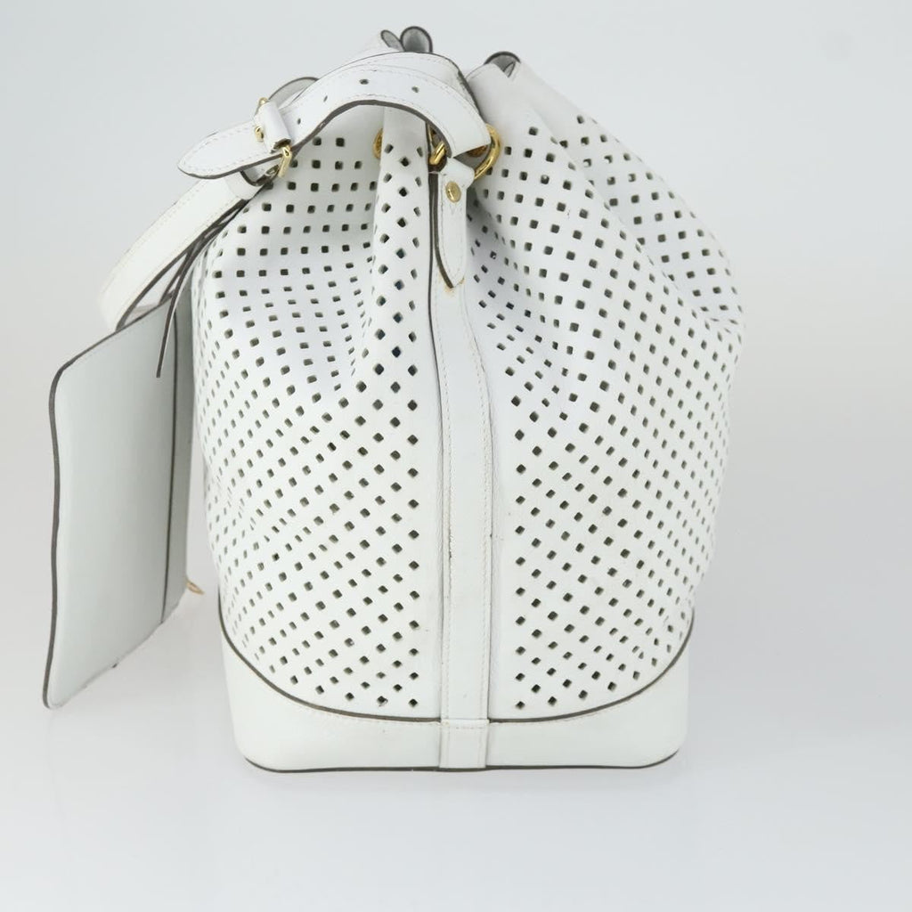 Louis Vuitton Flore Noe Handbag Perforated Leather White Leather Shoulder Bag