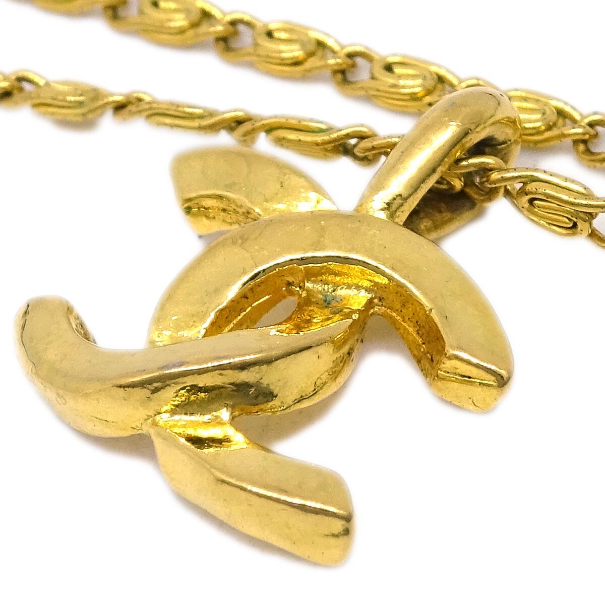 Chanel Cc Pendant Necklace Metal Gold Gold_Plated Necklace Jewelry