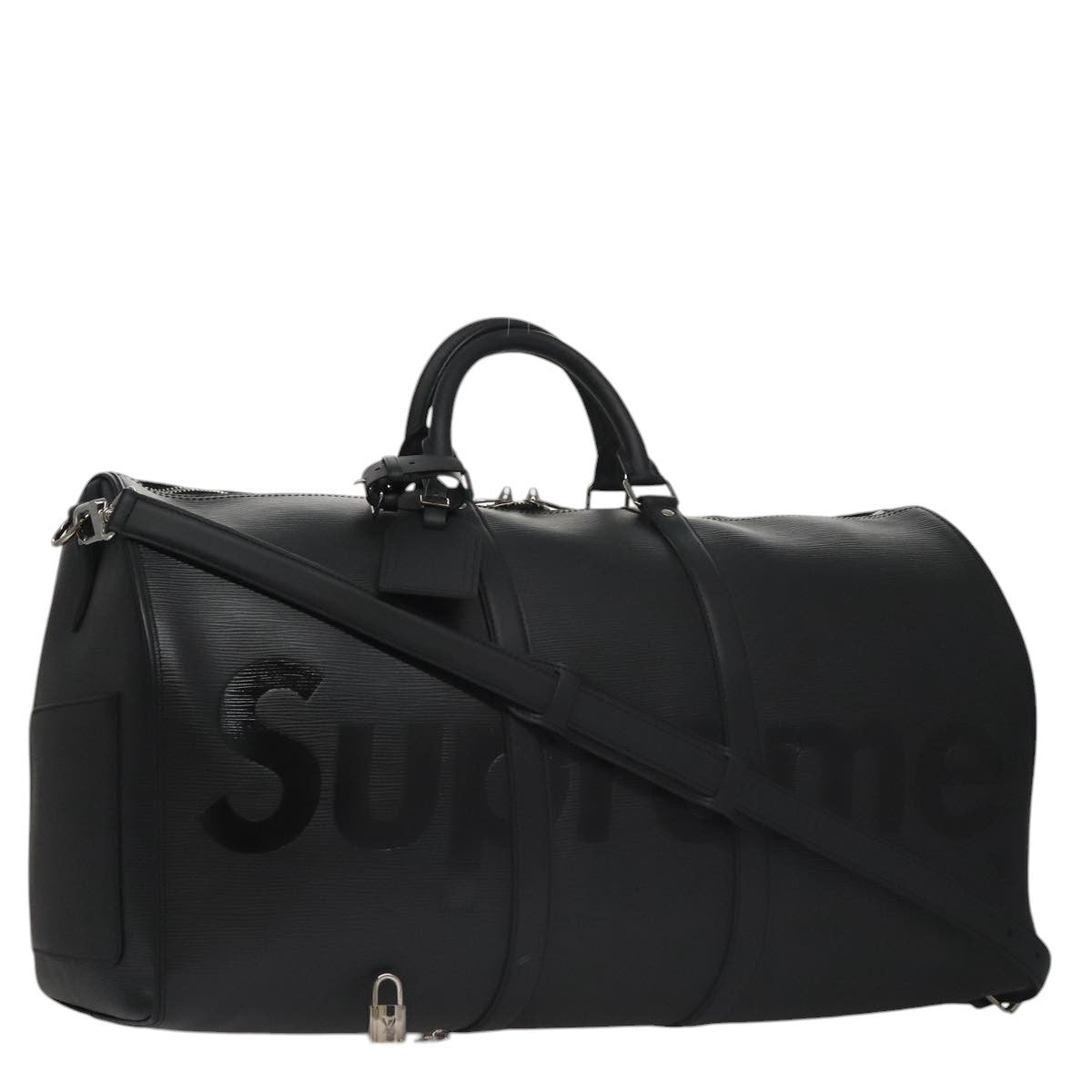 Louis Vuitton Keepall Bandouliere Bag Limited Edition Supreme Epi Leather Black Leather Bag