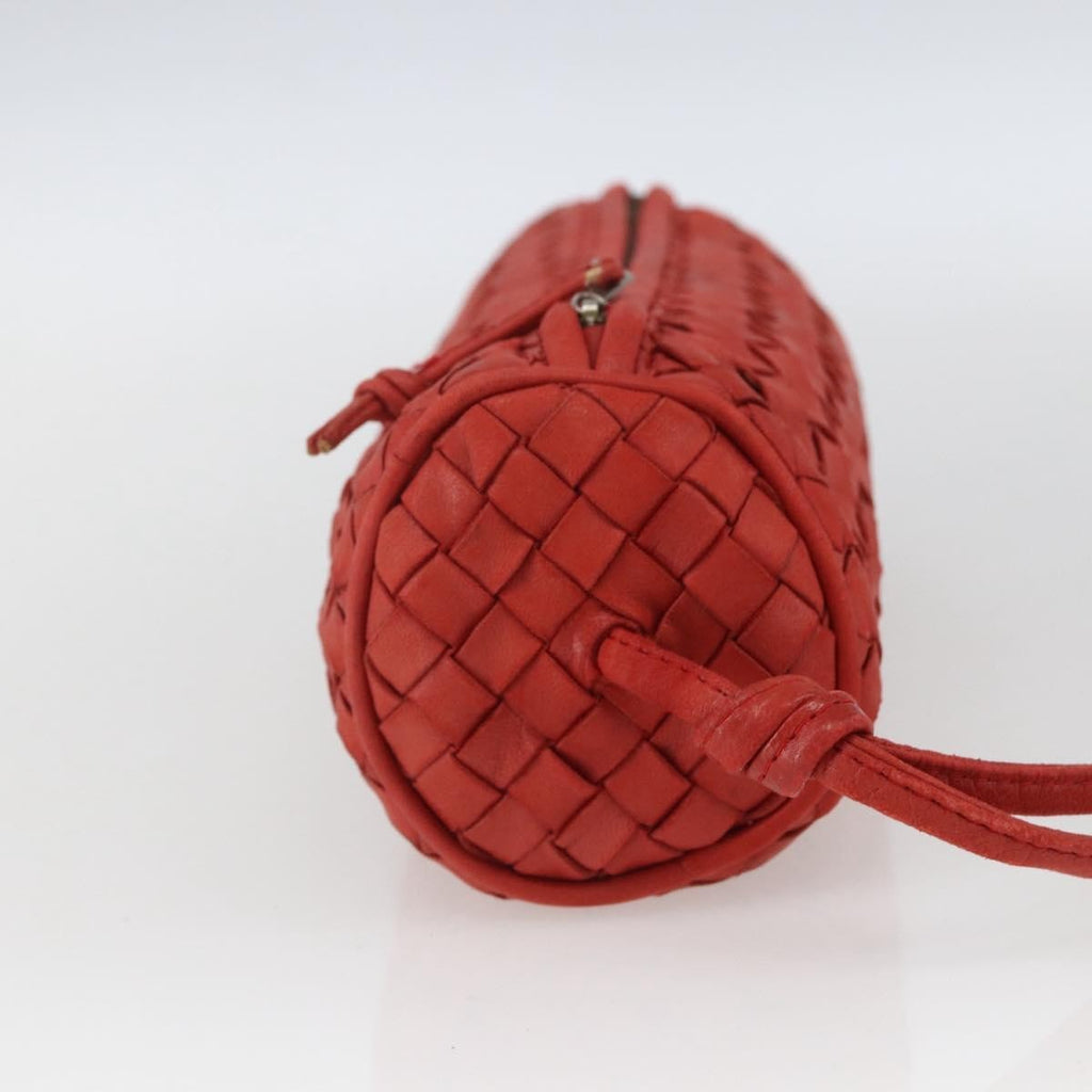 Bottega Veneta Intrecciato Clutch Bag Leather Red Leather Clutche & Pouche Bag