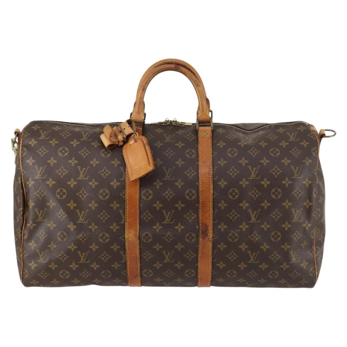 Louis Vuitton Keepall Bandouliere Bag Monogram Canvas Brown Canvas Travel Bag