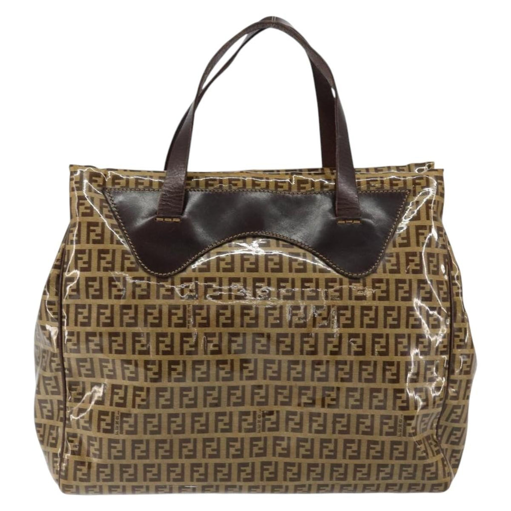 Fendi Zip Tote Canvas Beige Canvas Tote Bag Bag