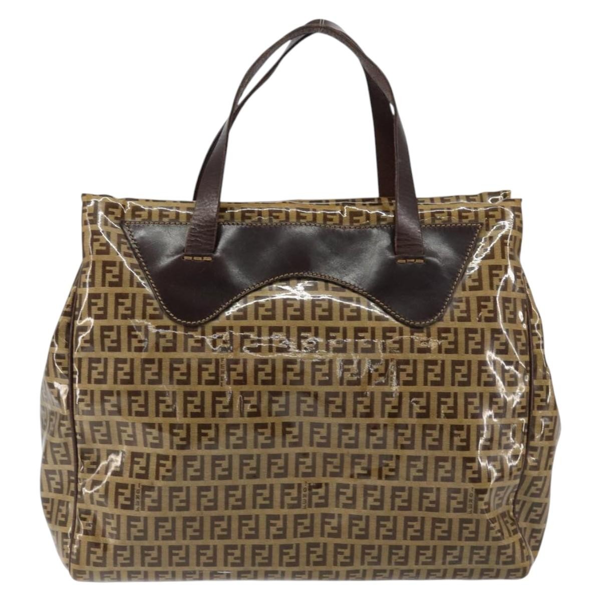 Fendi Zip Tote Canvas Beige Canvas Tote Bag Bag