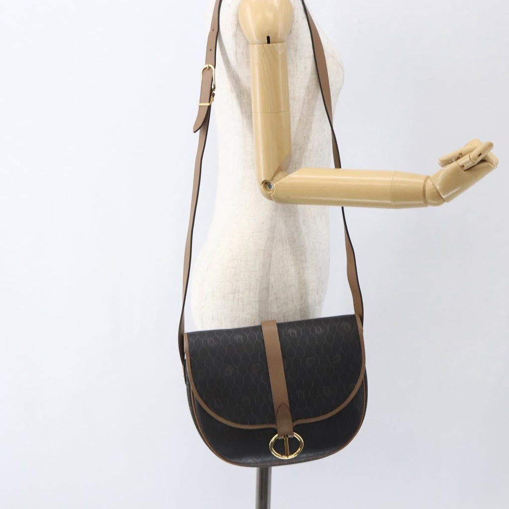 Christian Dior Vintage Honeycomb Shoulder Bag Canvas And Leather Black Canvas Shoulder Bag Bag (Pre-Owned)