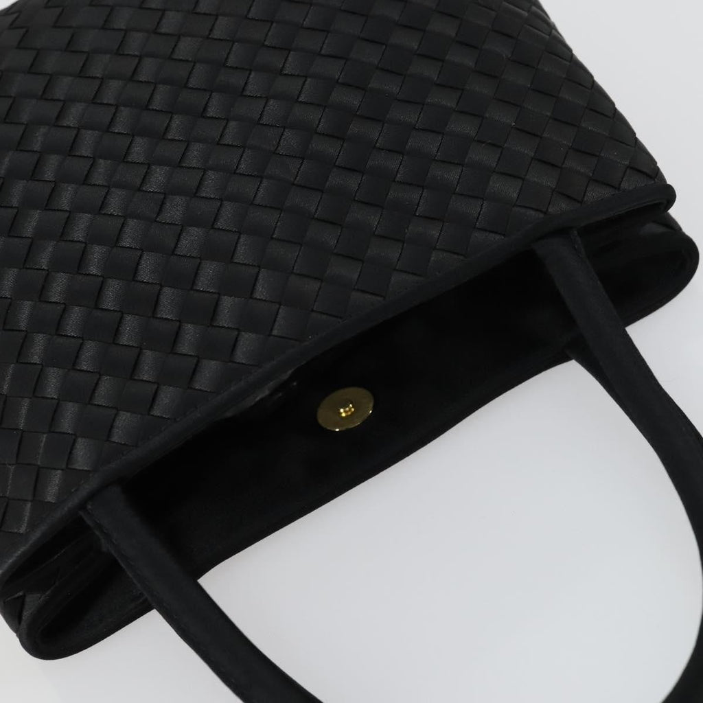 Bottega Veneta Intrecciato Handbag Satin Black Satin Handbag