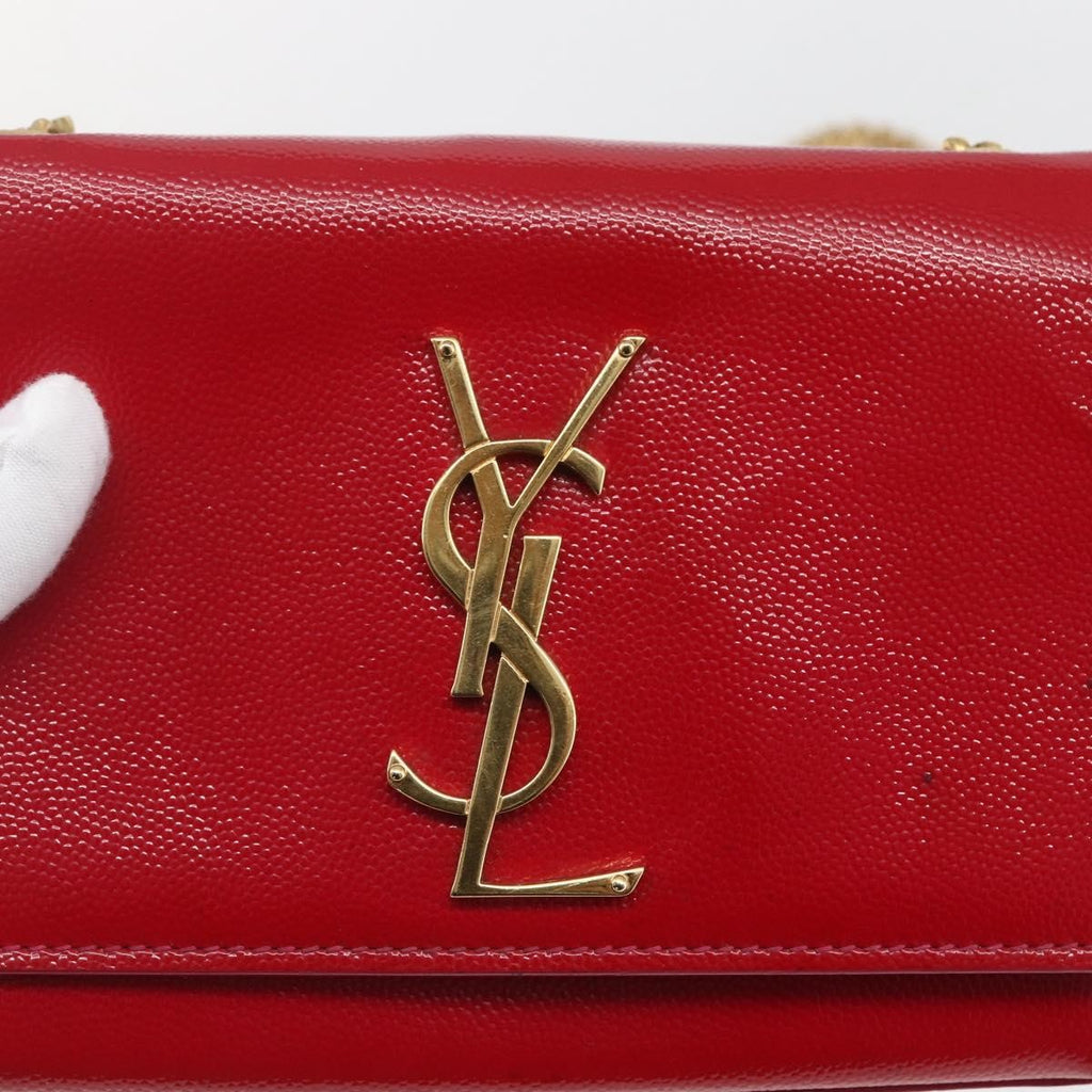 Saint Laurent Classic Monogram Crossbody Bag Grainy Leather Red Leather Clutche & Pouche Bag (Pre-Owned)