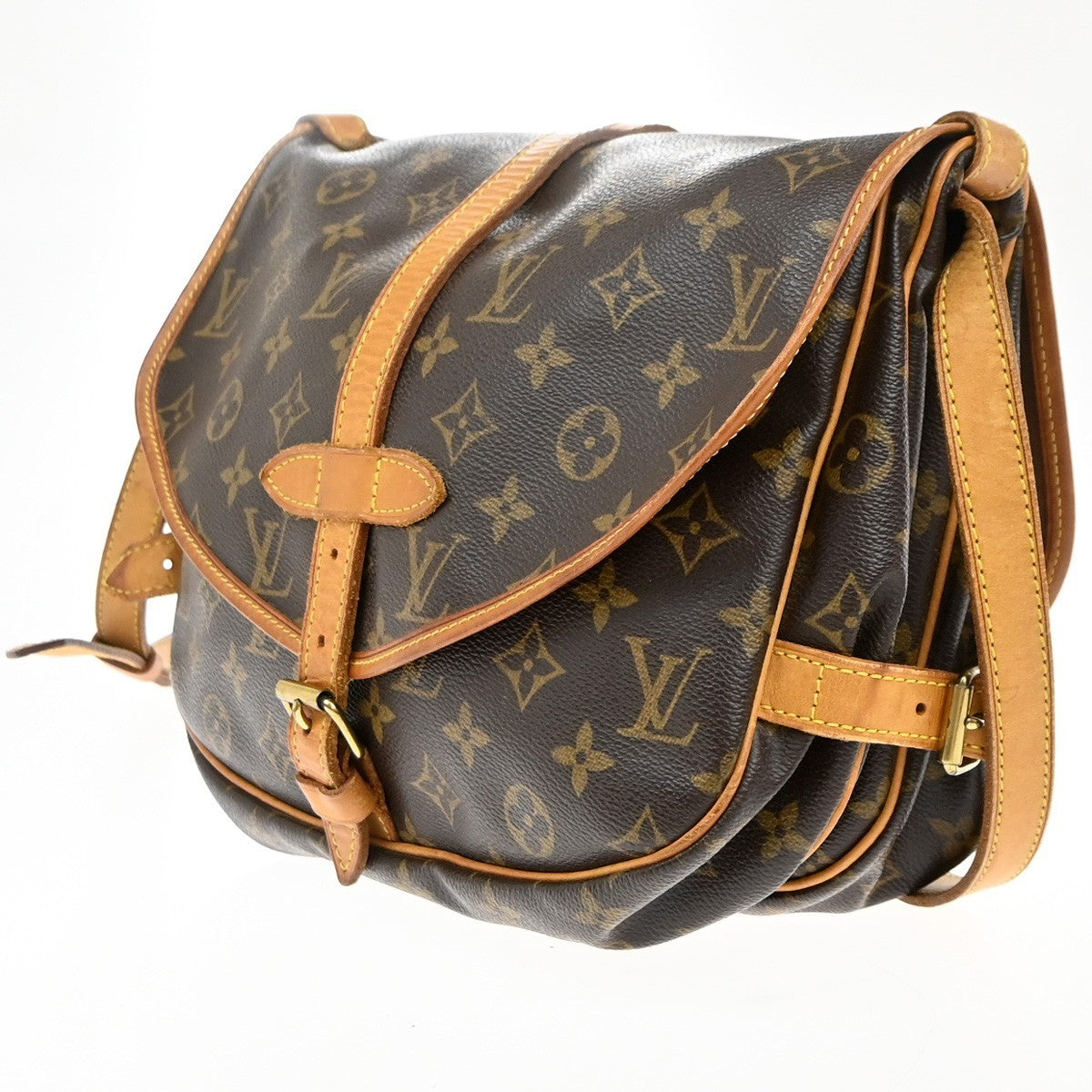Louis Vuitton Saumur Handbag Monogram Canvas Brown Canvas Shoulder Bag
