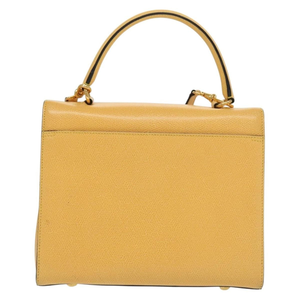 Celine Vintage Convertible Turnlock Top Handle Bag Leather Yellow Leather Bag