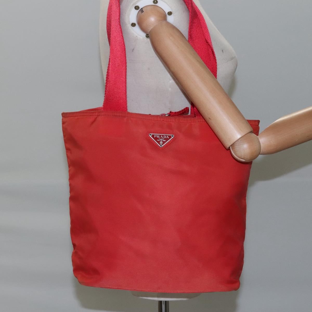 Prada Vintage Zip Tote Tessuto Red Nylon Tote Bag Bag
