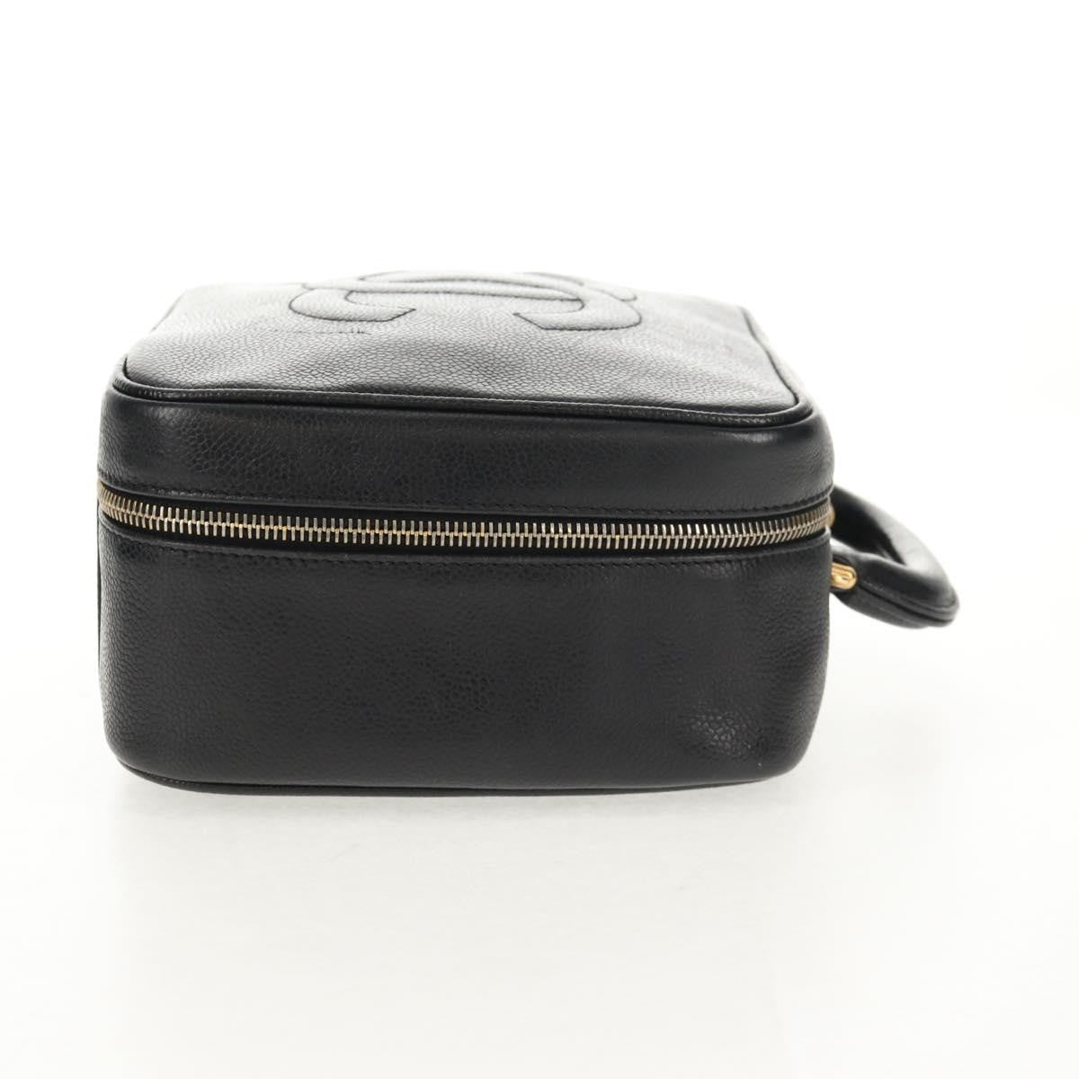 Chanel Vintage Timeless Zip Around Vanity Case Caviar Black Leather Clutche & Pouche Bag