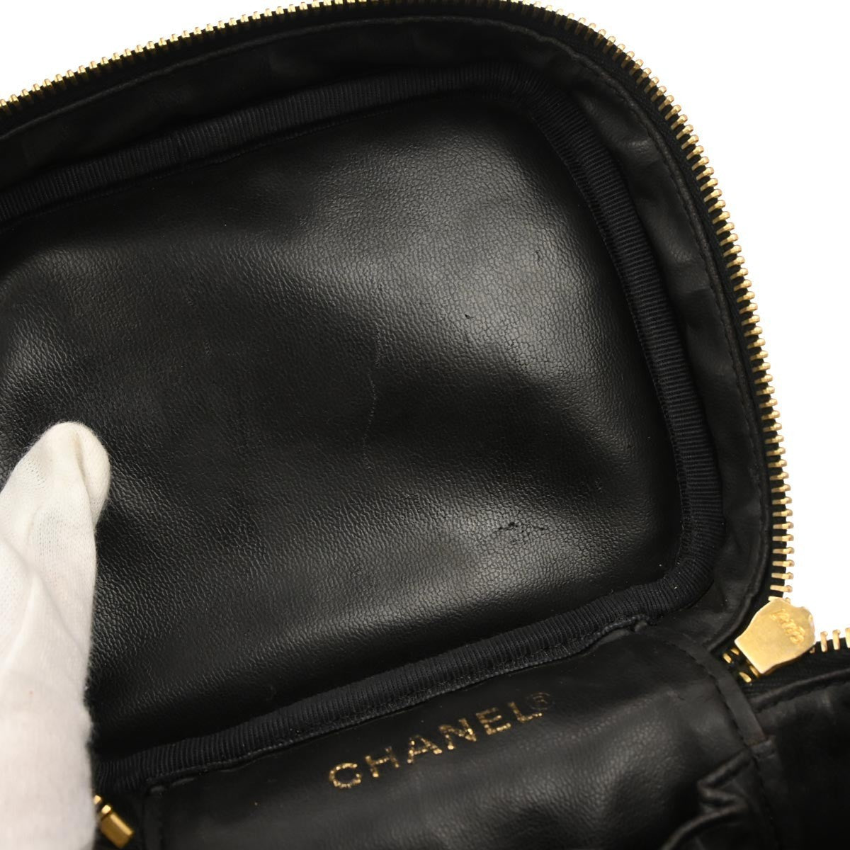 Chanel Vintage Timeless Cosmetic Case Caviar Black Leather Handbag