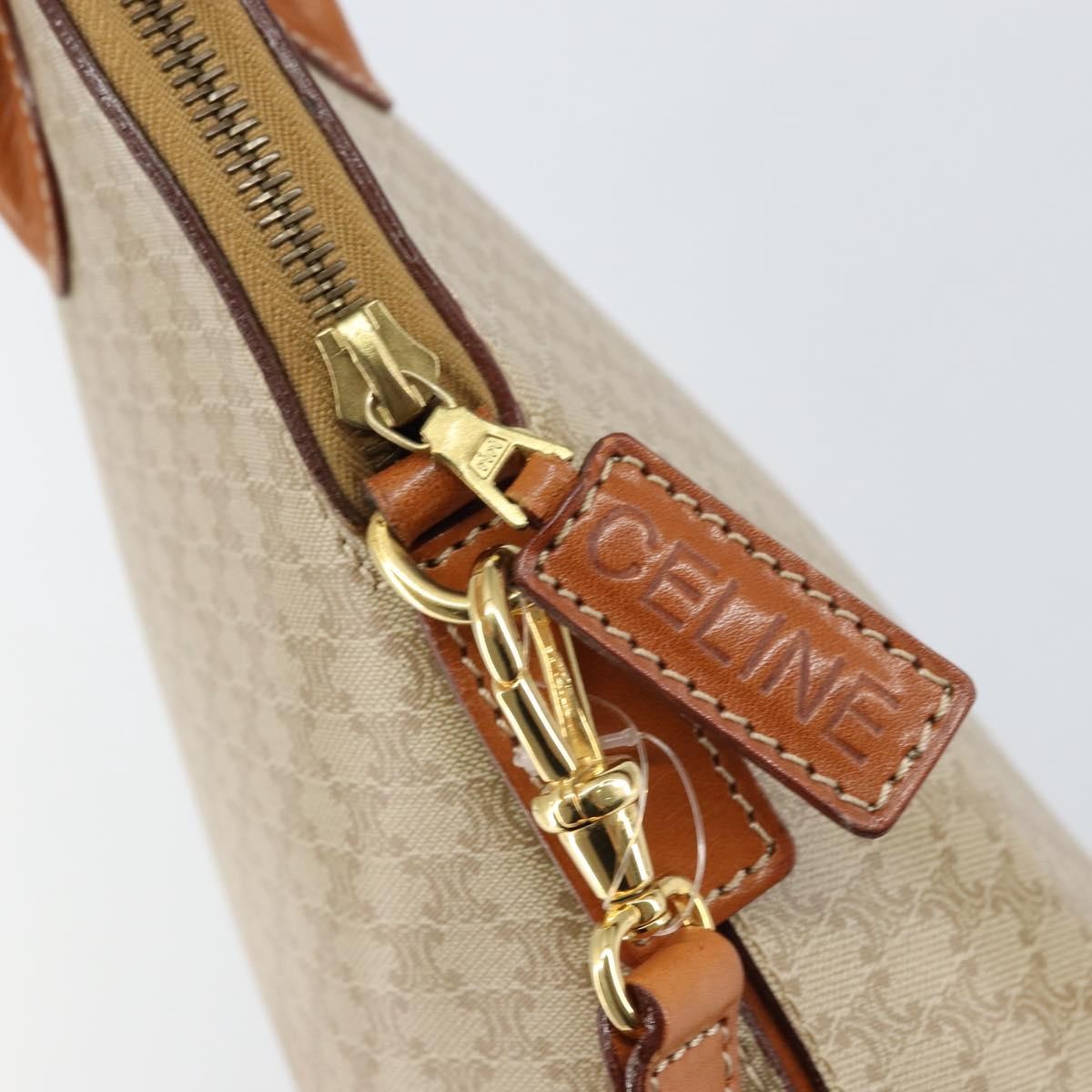 Celine Vintage Macadam Handbag Canvas And Leather Beige Canvas Handbag