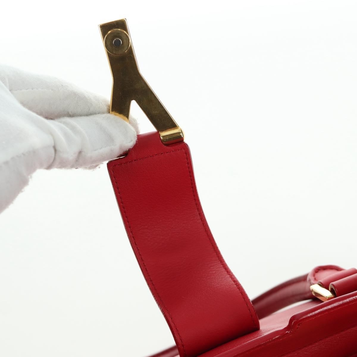 Saint Laurent Classic Y Cabas Leather Red Leather Handbag (Pre-Owned)