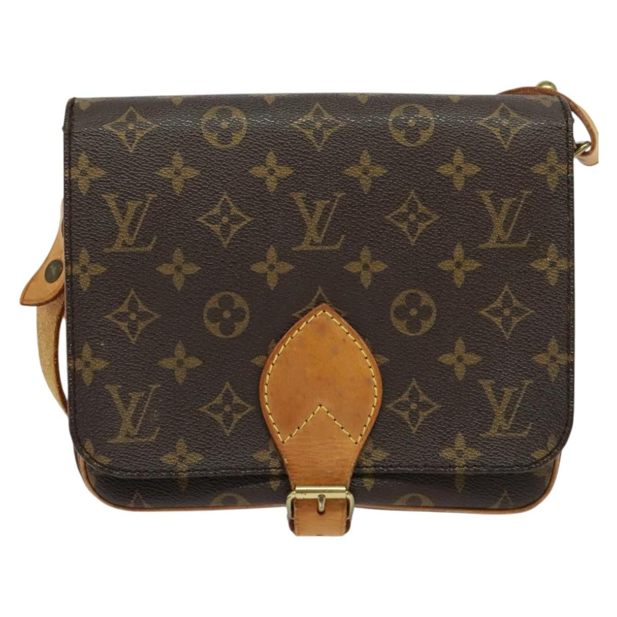 Louis Vuitton Cartouchiere Handbag Monogram Canvas Brown Canvas Shoulder Bag