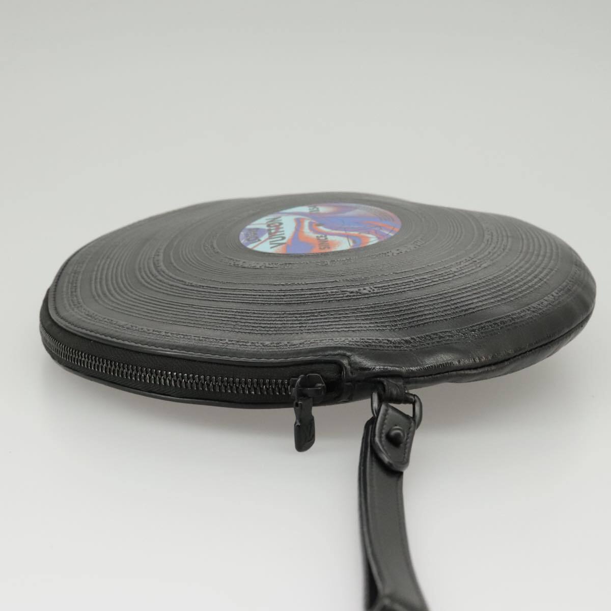 Louis Vuitton Disk Pouch Leather Black Leather Clutche & Pouche Bag