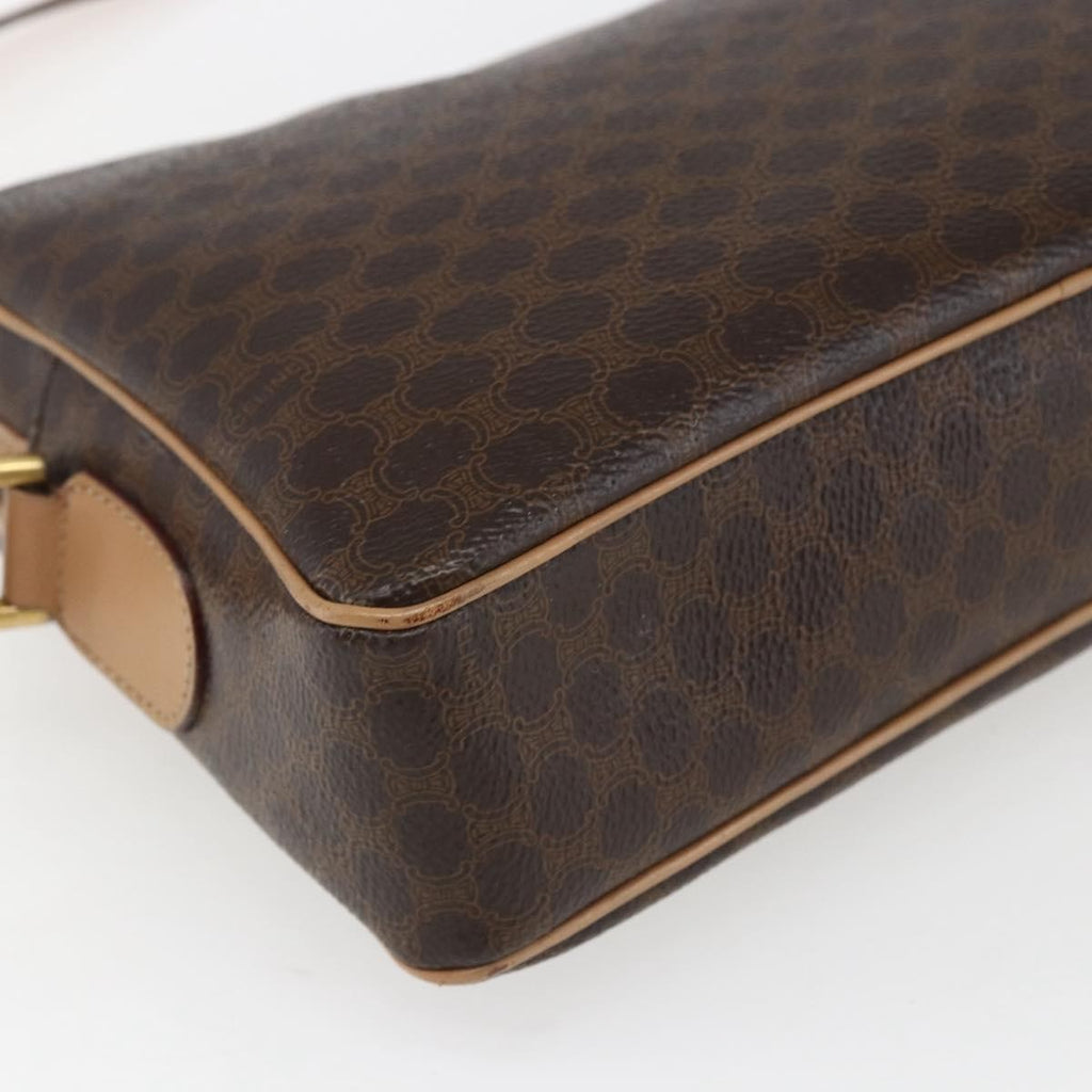 Celine Vintage Macadam Shoulder Bag Canvas And Leather Brown Canvas Shoulder Bag Bag