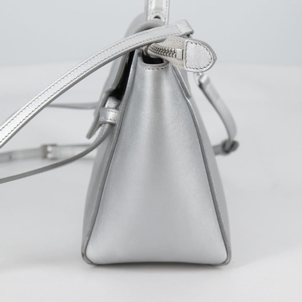 Celine Belt Bag Textured Leather Silver Leather Handbag