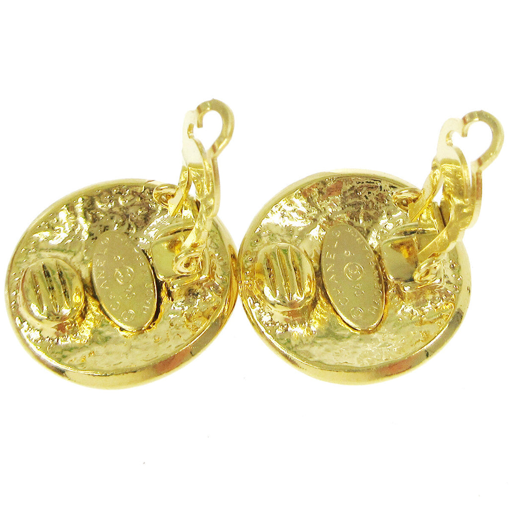 Chanel Vintage Round Cc Clip-On Earrings Metal Gold Gold_Plated Earrings Jewelry
