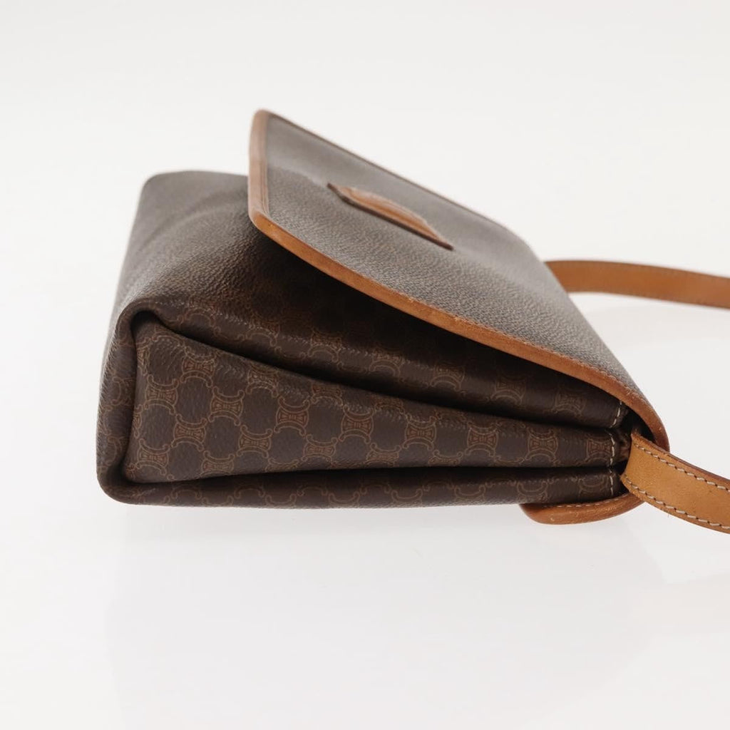 Celine Vintage Macadam Shoulder Bag Canvas Brown Canvas Shoulder Bag Bag