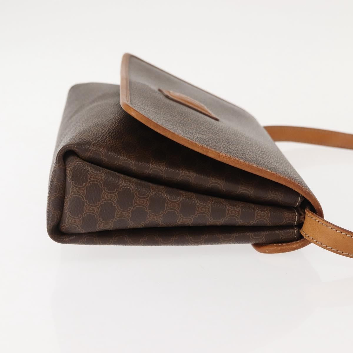Celine Vintage Macadam Shoulder Bag Canvas Brown Canvas Shoulder Bag Bag