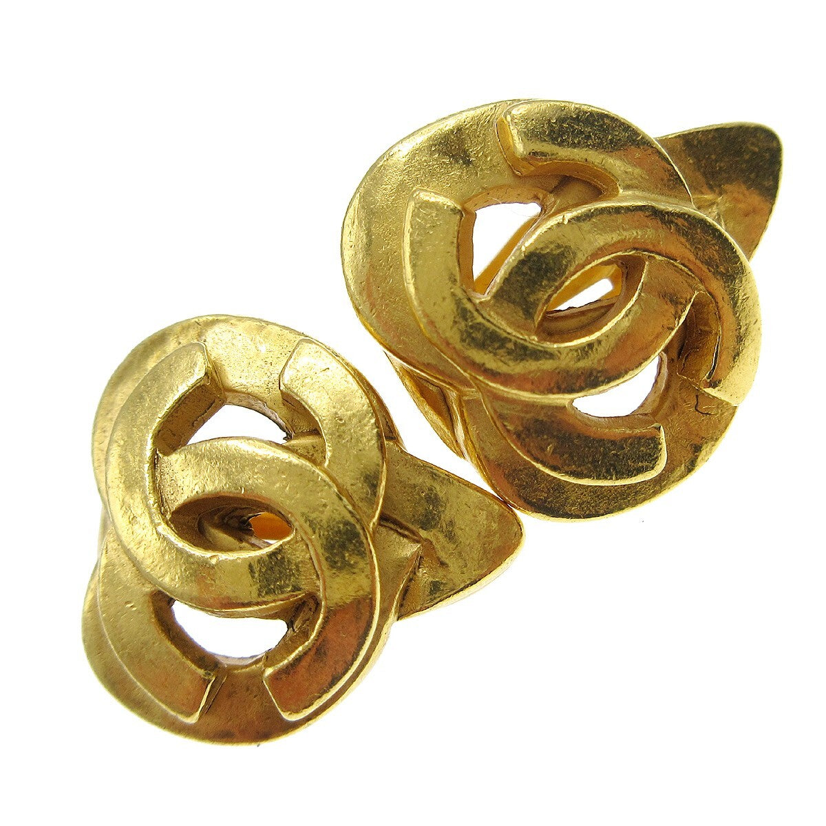 Chanel Vintage Cc Heart Clip-On Earrings Metal Gold Gold_Plated Earrings Jewelry