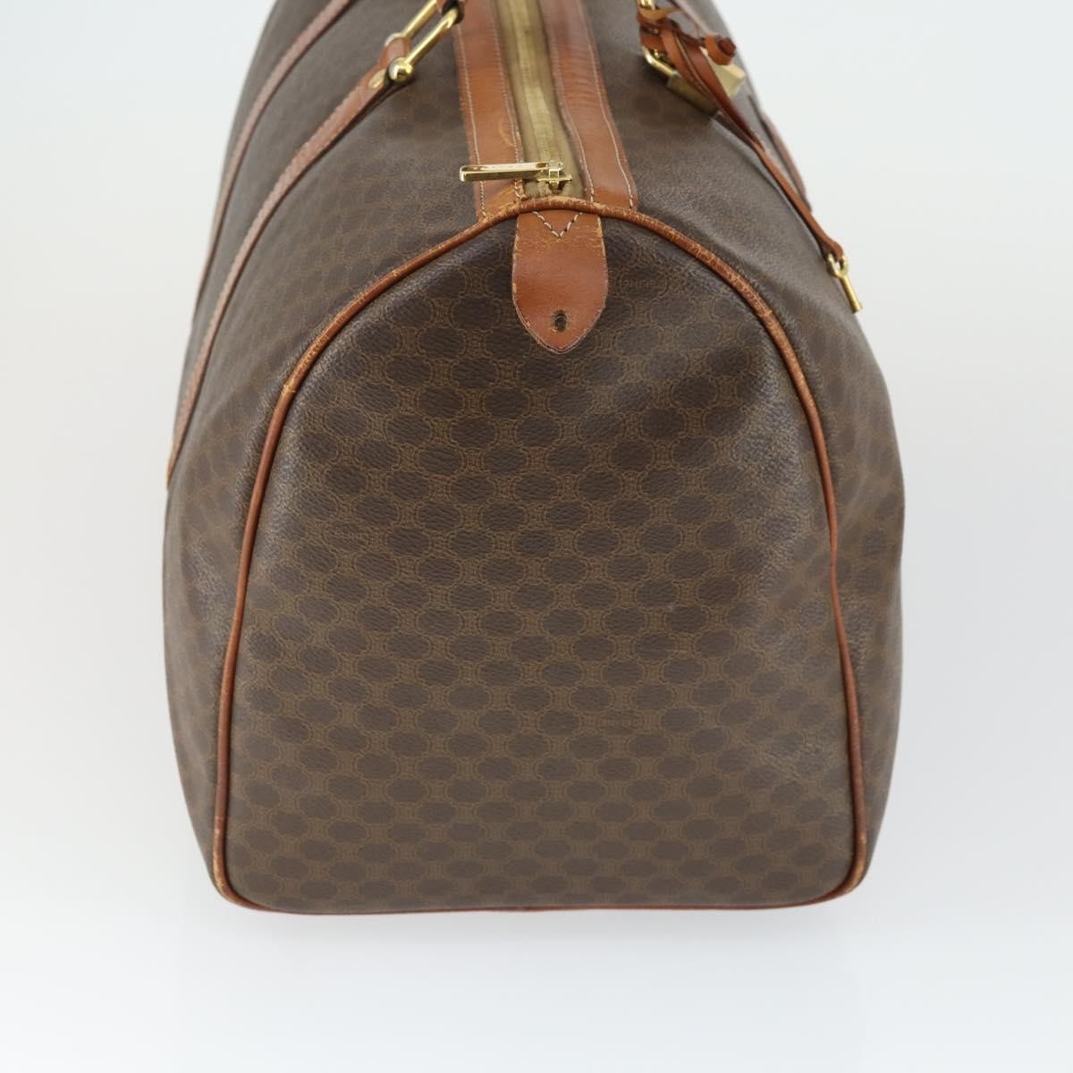 Celine Vintage Macadam Boston Bag Canvas Brown Pvc Travel Bag Bag
