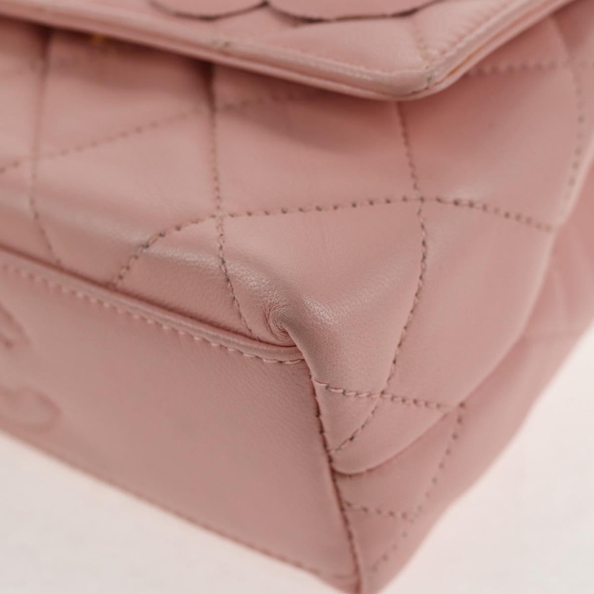 Chanel Vintage Camellia Flap Bag Quilted Lambskin Pink Leather Bag