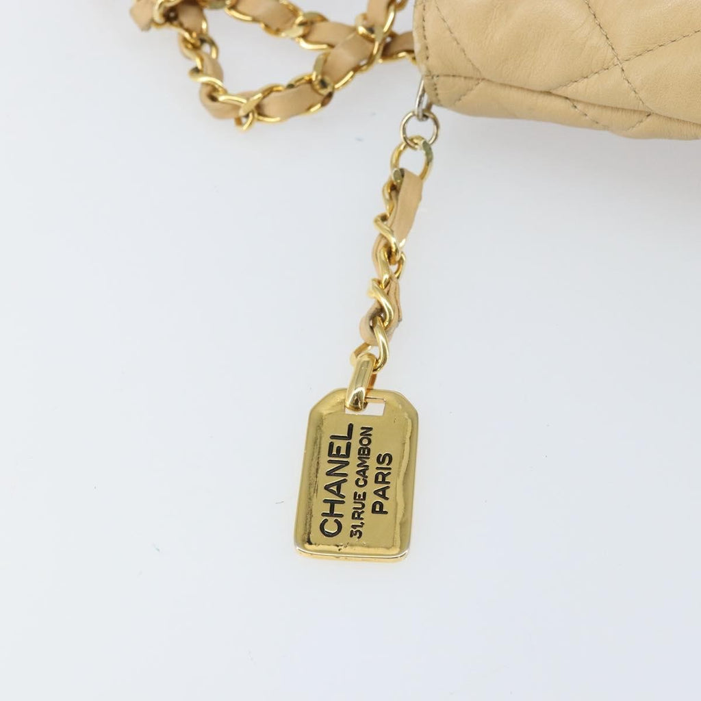 Chanel Vintage Cc Chain Shopper Quilted Leather Beige Leather Shoulder Bag Bag