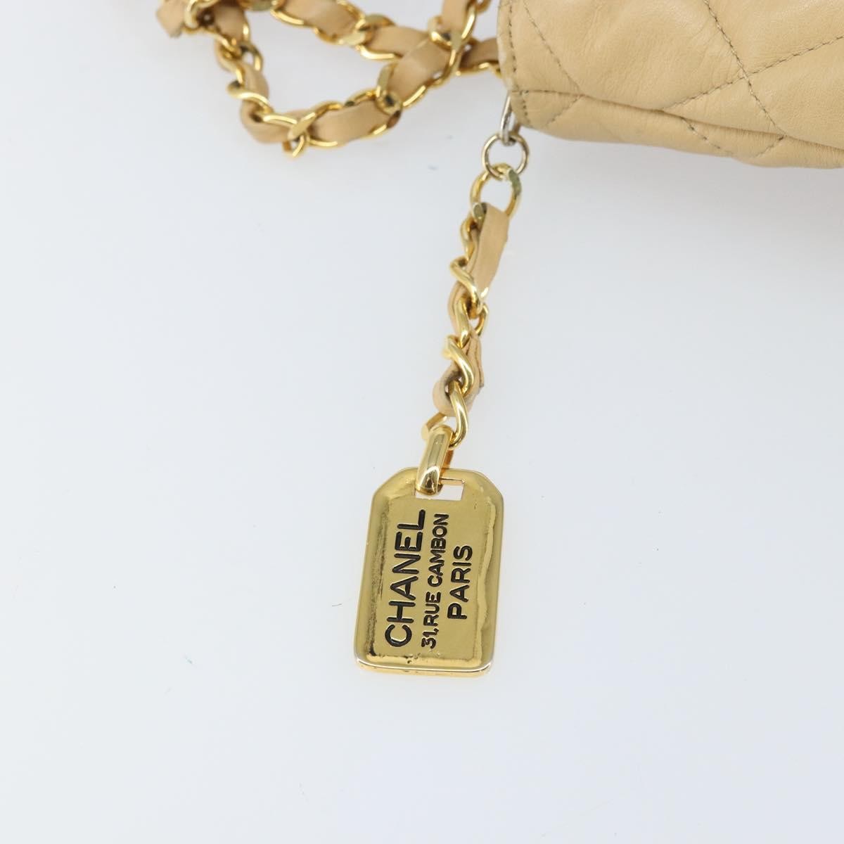 Chanel Vintage Cc Chain Shopper Quilted Leather Beige Leather Shoulder Bag Bag