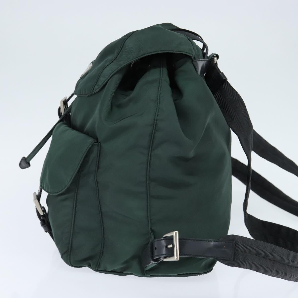 Prada Vela Double Front Pocket Backpack Tessuto With Saffiano Leather Khaki Nylon Backpack Bag